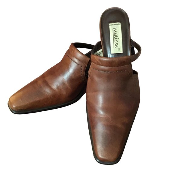 Matisse Mules Womens Size 8 M Brown Leather Block Heel Clogs - Picture 9 of 12